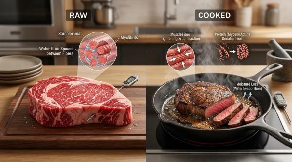 چرا گوشت هنگام پختن کوچک می گردد؟