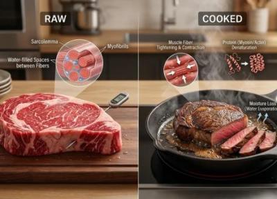 چرا گوشت هنگام پختن کوچک می گردد؟